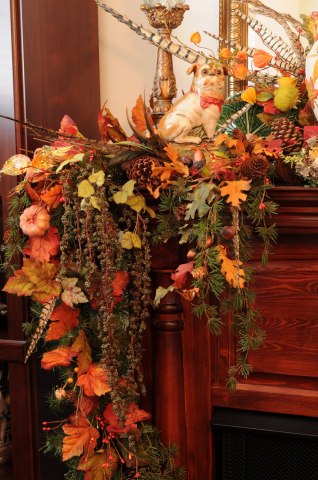 I like this Autumn spray for a banister or mantle