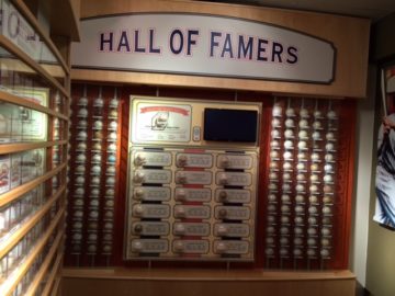 Autographed baseballs from Hall of Famers...no Pete Rose is NOT there