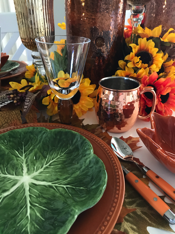 Leaves of Autumn tablescape.