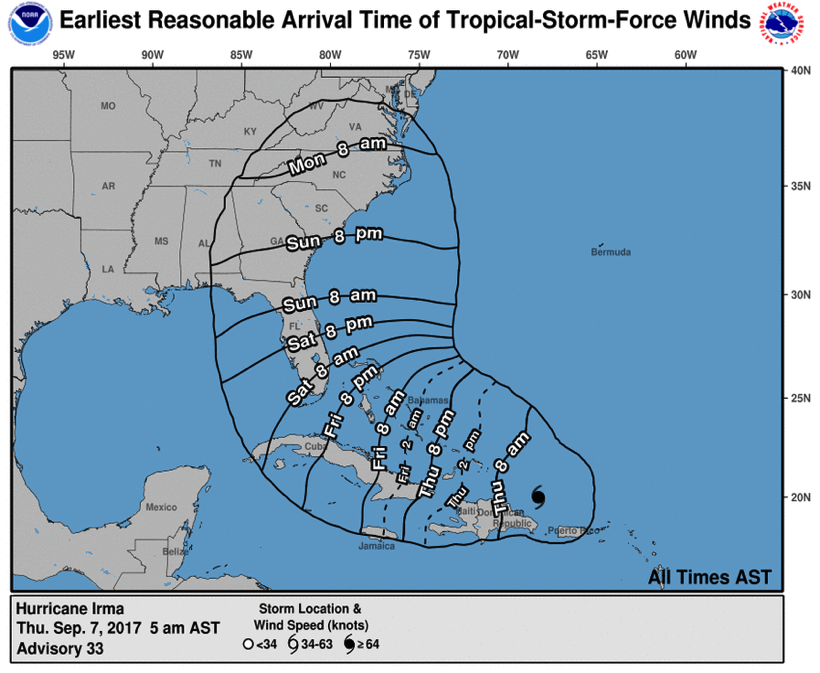 map of hurricane irma