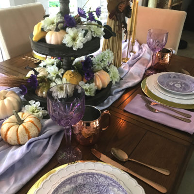 Lavender Blue & Gold Tablescape