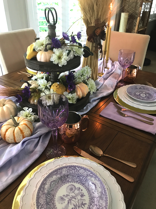 Lavender Blue & Gold Tablescape