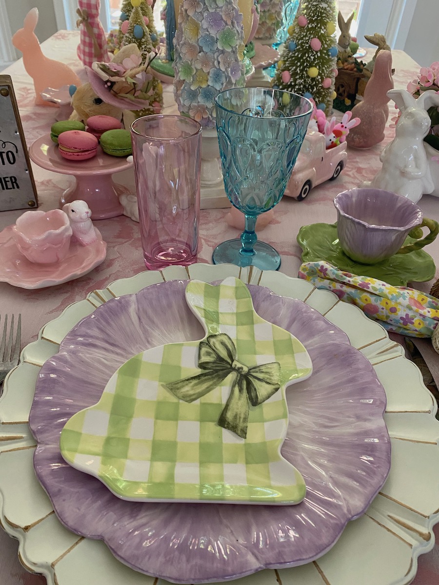 Pastel pink Easter place setting