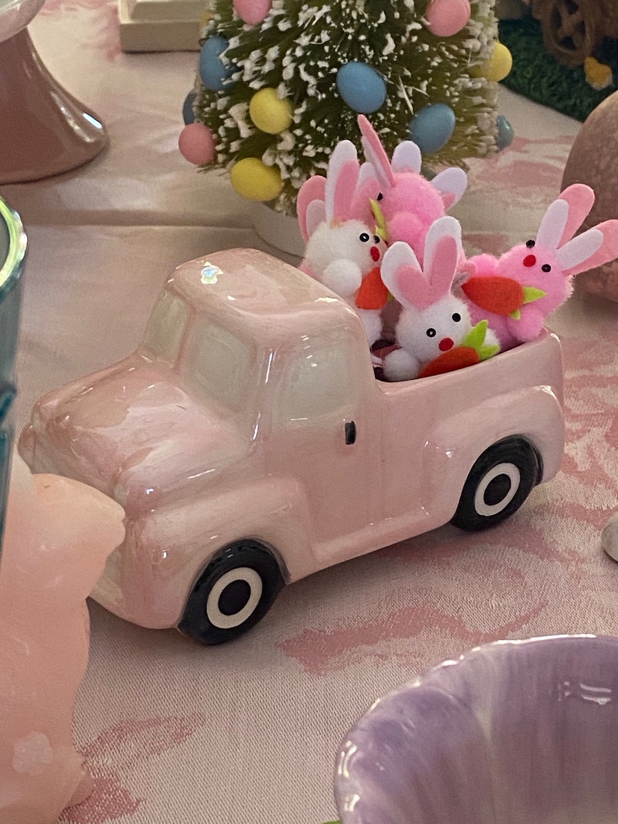 pastel pink truck and bunnies