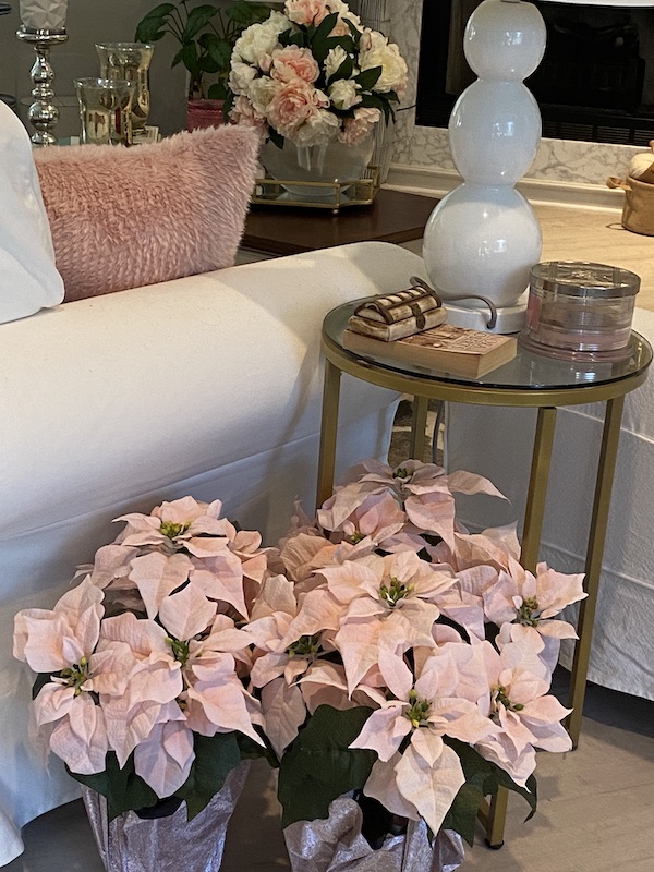 pink decor in living room