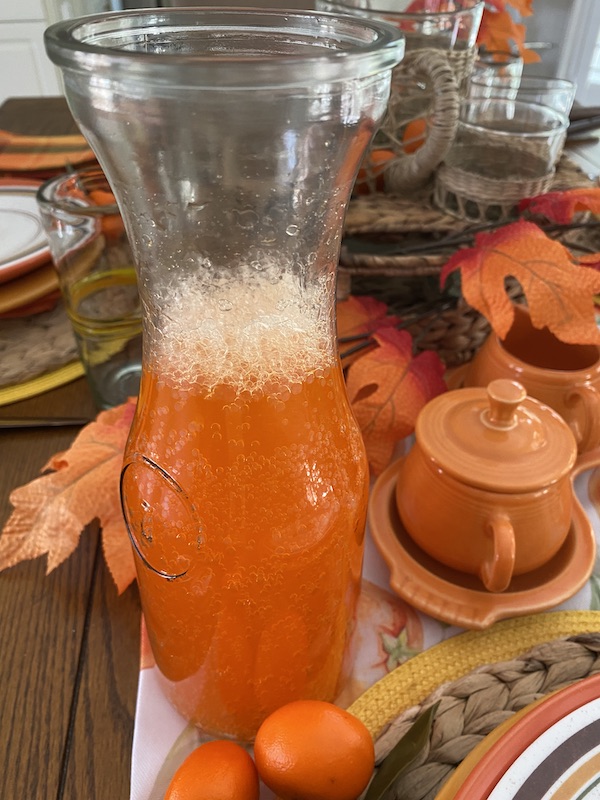 Harvest moon Orange Sangria in a wine carafe