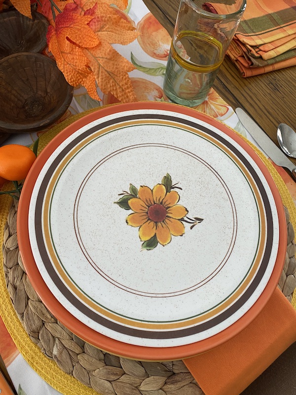 orange dinner plate