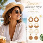 straw boho ear rings