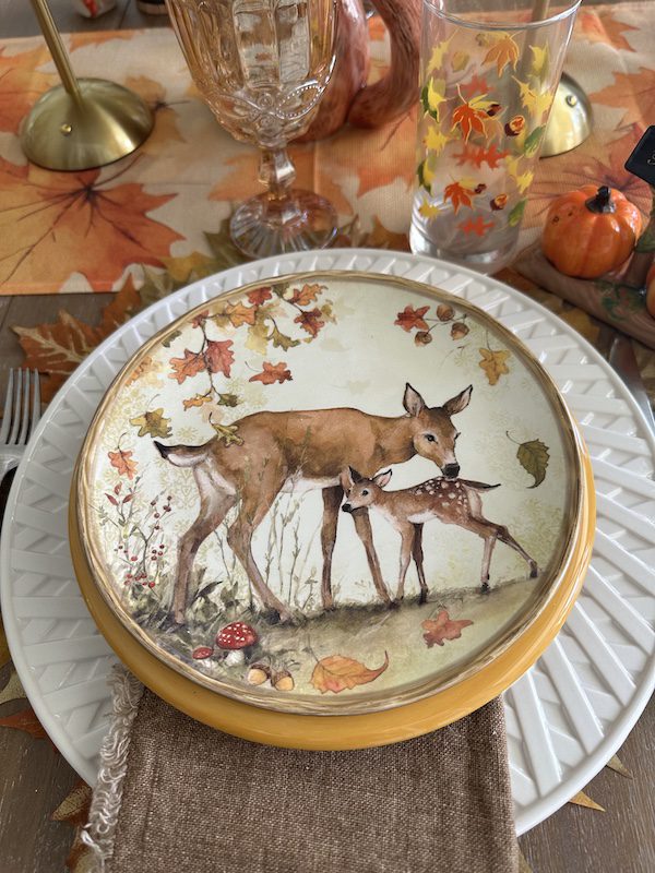 mama and baby fawn salad plate