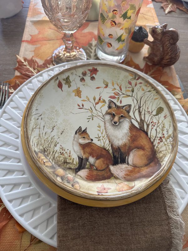 Autumn whispers on a red fox salad plate